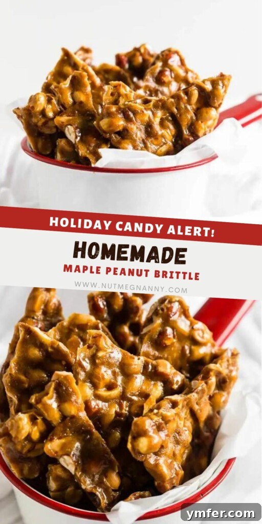 Golden Maple Peanut Brittle 6 Homemade Maple Peanut Brittle pin for Pinterest - a delicious holiday candy recipe.