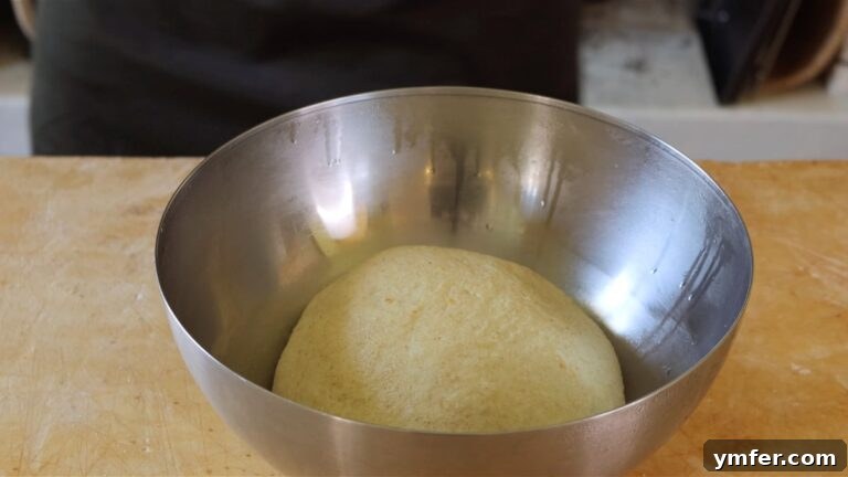 Proofed dough showing significant increase in volume