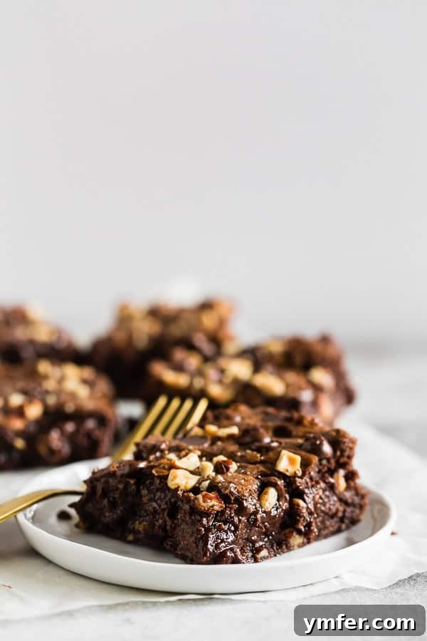 Hazelnut Buckwheat Brownies on serving plates. 