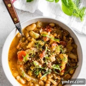 This Italian sausage fennel white bean soup is the perfect cool night soup. Packed with hot Italian sausage, flavorful fennel, white beans and lots of fresh basil. You’ll love all the flavor you get packed in this easy to throw together soup.