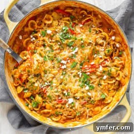One Pot Ground Chicken Fajita Pasta