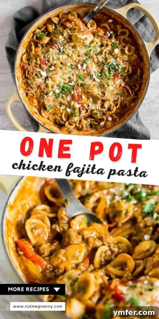 Zesty One-Pot Ground Chicken Fajita Pasta 10 A Pinterest-optimized image for One-Pot Ground Chicken Fajita Pasta, featuring the finished dish and ingredients.
