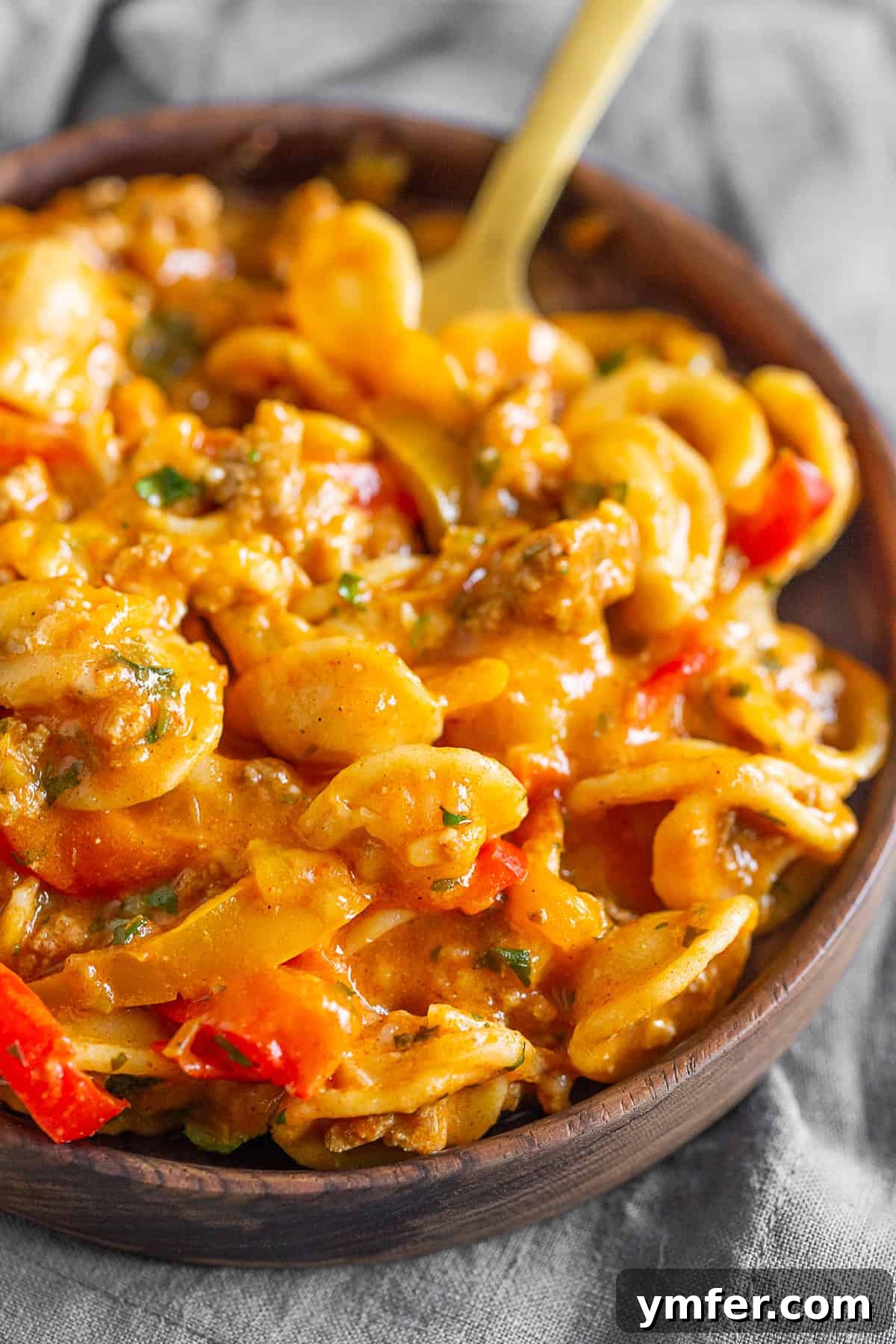 Zesty One-Pot Ground Chicken Fajita Pasta 6 Another view of One-Pot Ground Chicken Fajita Pasta on a plate, emphasizing its appetizing presentation.