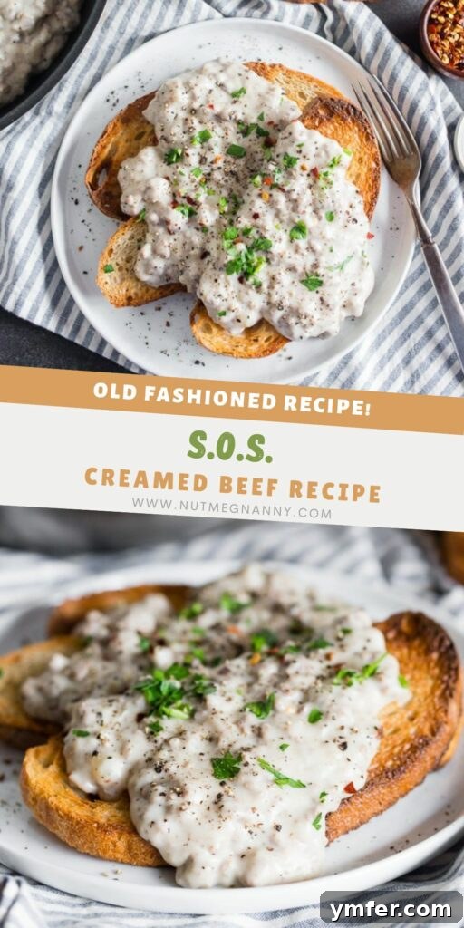 Classic SOS Creamed Beef 4 SOS Creamed Beef Recipe pin for Pinterest.