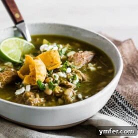 Instant Pot Pork Chili Verde, a comforting and flavorful dish ready to be served.