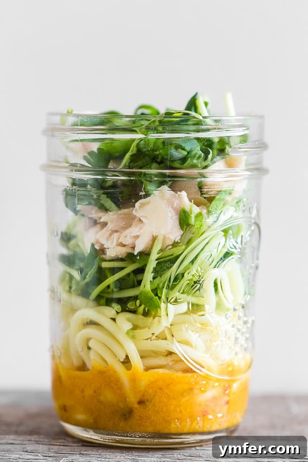 Instant Ramen Jars 3 Close-up of a homemade cup of noodles packed in a glass jar, ready for travel and a quick lunch.