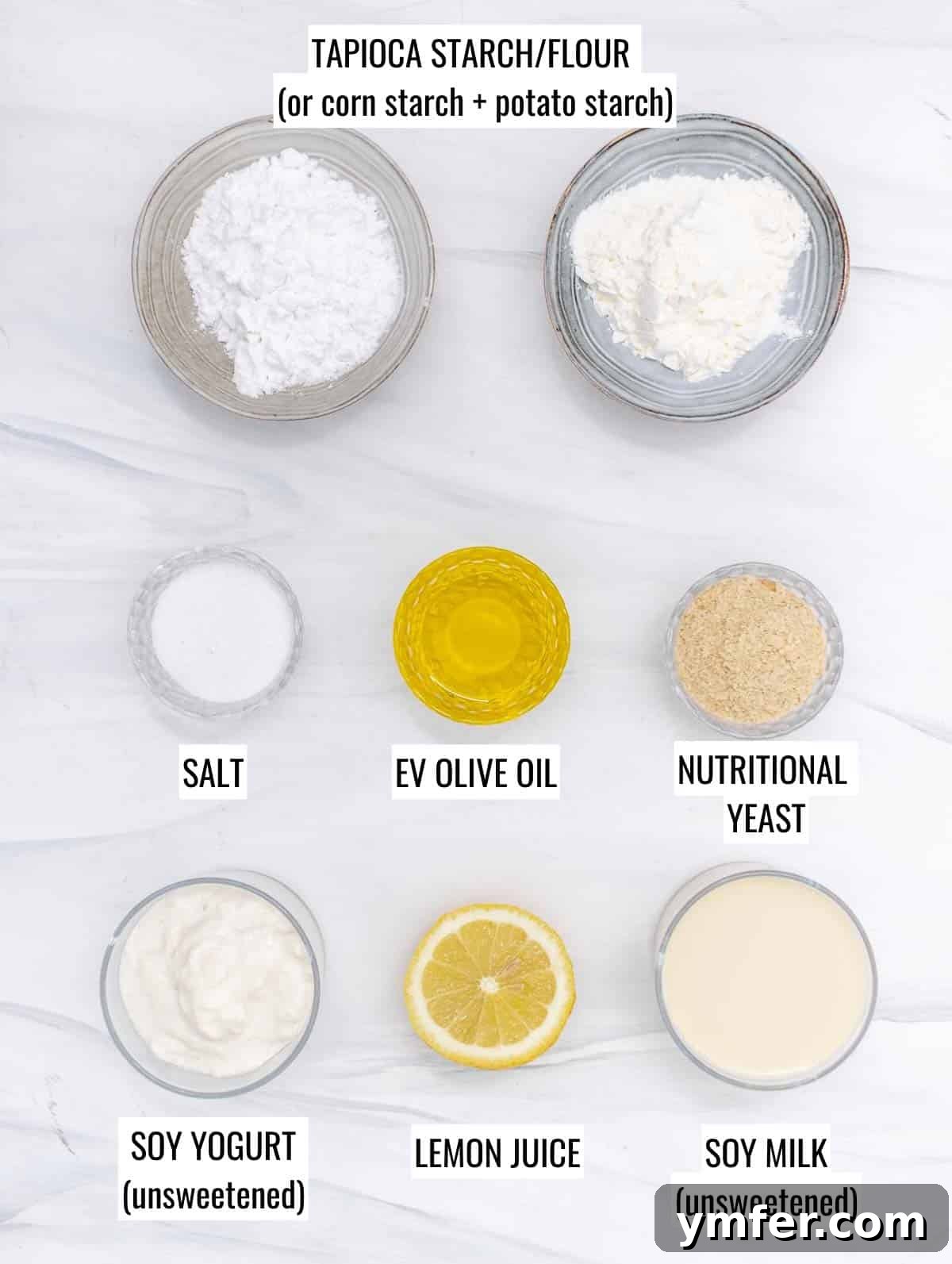 5-Minute Nut-Free Vegan Cheese Recipe 4 a visual representation of all the ingredients needed for vegan cheese