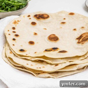 Piadina stacked on a plate
