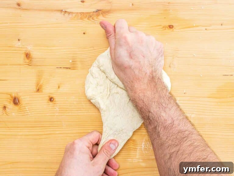 kneading the dough by hand