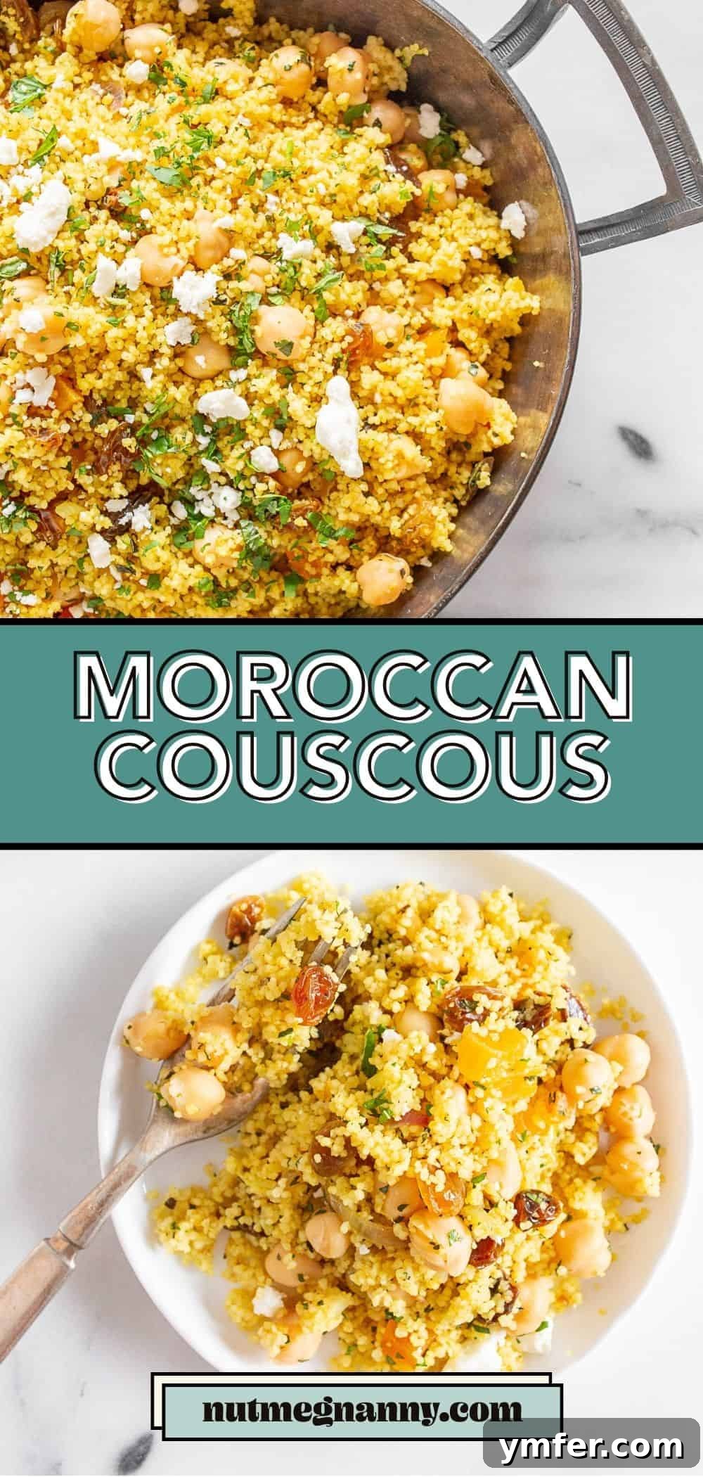 Vibrant Moroccan Chickpea Couscous 7 Moroccan Couscous long pin for Pinterest.