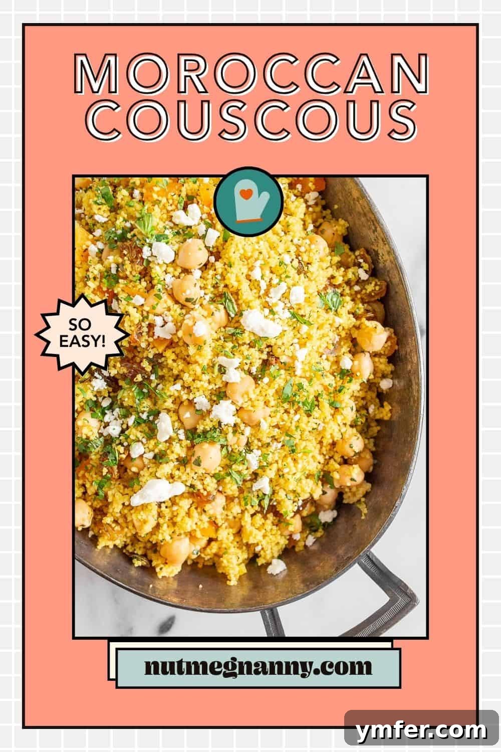 Vibrant Moroccan Chickpea Couscous 8 Moroccan Couscous graphic pin for Pinterest.