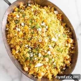 Moroccan Couscous with Chickpeas in a bowl