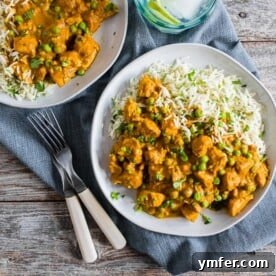 Restaurant-Quality Instant Pot Chicken Tikka Masala 7 This Instant Pot Chicken Tikka Masala is a flavorful addition to your weekly menu. It's packed with tender chicken swimming in a thick and spice filled tomato coconut milk based sauce with peas served over basmati rice. Super simple to make and packed full of flavor!