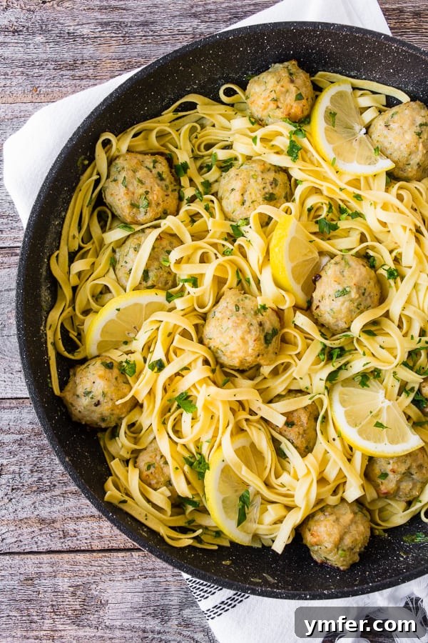 Zesty Baked Chicken Francese Meatballs 2 baked chicken francese meatballs with pasta, beautifully plated