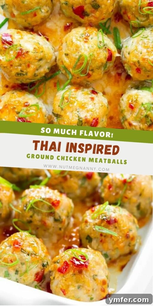Effortless Thai Baked Chicken Meatballs 9 Easy Thai Baked Chicken Meatballs pin for Pinterest.