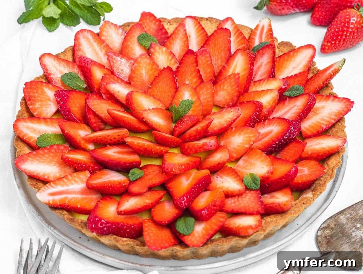 Luscious Vegan Lemon Tart 23 strawberry tart with mint leaves