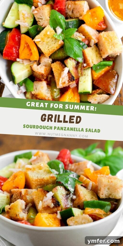 Chargrilled Sourdough & Summer Vegetable Panzanella 8 Grilled Sourdough Panzanella Salad pin for Pinterest.