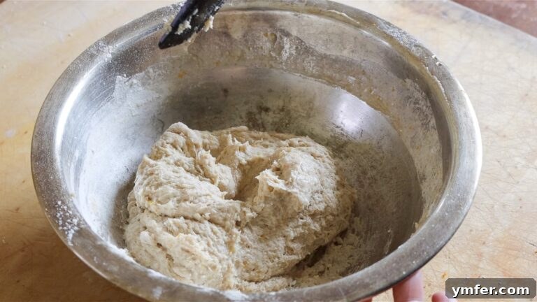 Mixing the vegan brioche dough ingredients in a bowl