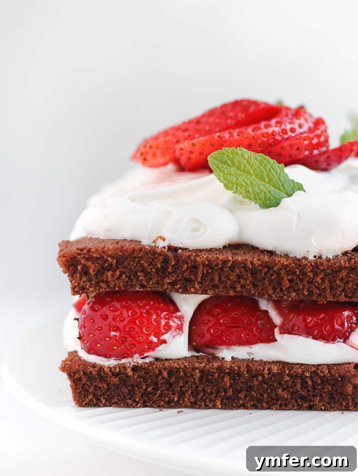 Decadent Vegan Chocolate Strawberry Cake 7 the edge of the chocolate and strawberry cake