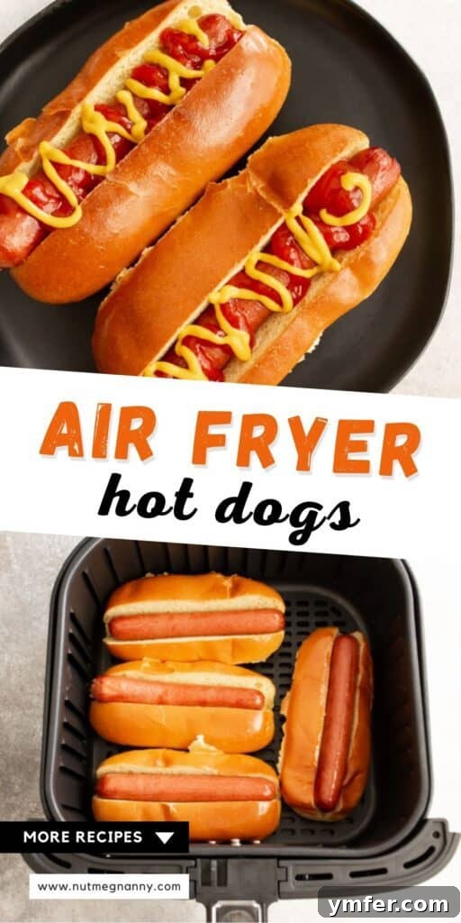 Long pin image for Air Fryer Hot Dogs.