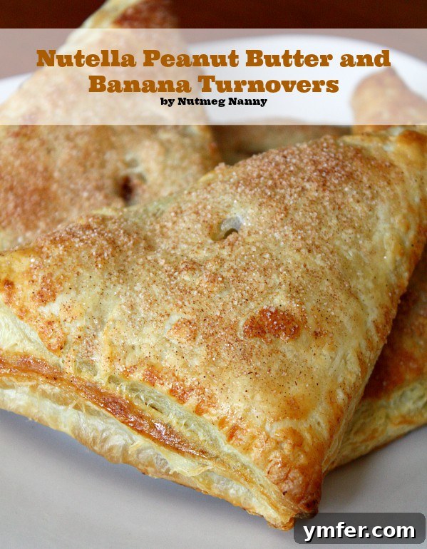 Irresistible Nutella Peanut Butter Banana Turnovers fresh from the oven, a perfect quick dessert.
