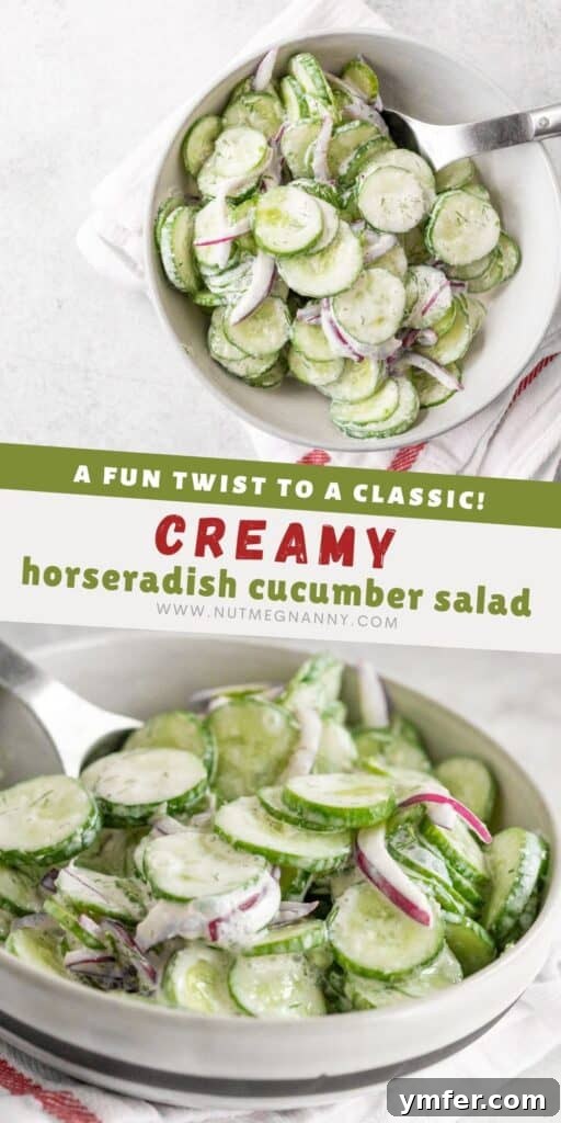 Cool Cucumber Salad with Creamy Horseradish 8 creamy horseradish cucumber salad pin for pinterest.