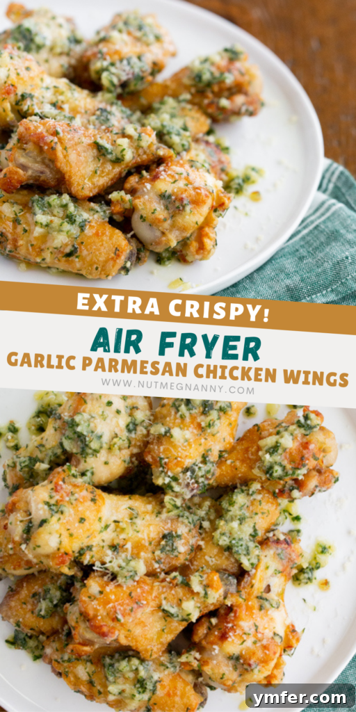 Crispy Air Fryer Garlic Parmesan Wings 8 Air fryer garlic parmesan chicken wings pin for pinterest.