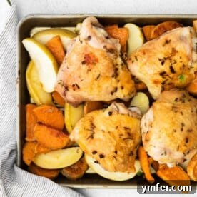 A delicious overview of the Sheet Pan Chicken and Apples recipe, ready for cooking.