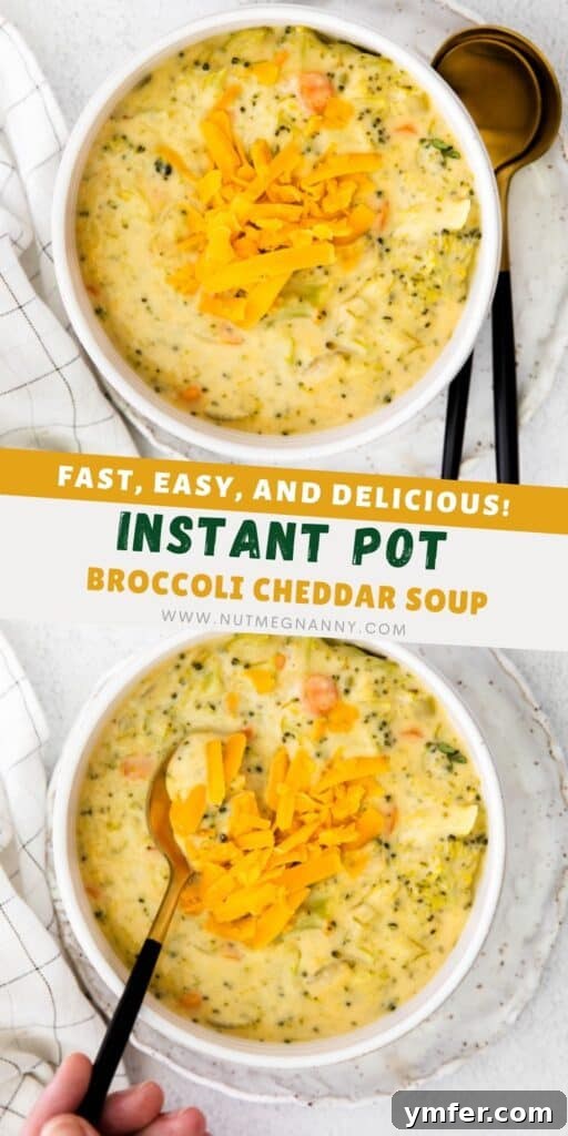 Velvety Instant Pot Broccoli Cheddar Delight 9 A Pinterest-friendly image of Instant Pot Broccoli Cheddar Soup, perfect for sharing on social media.