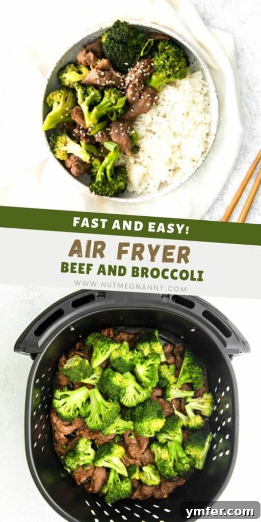 Crispy Air Fryer Beef and Broccoli 9 Air Fryer Beef and Broccoli pin for pinterest.