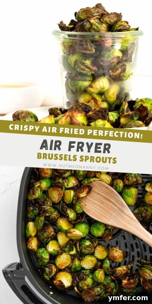 Crispy Air Fryer Brussels Sprouts 8 Air Fryer Brussels Sprouts pin for pinterest.