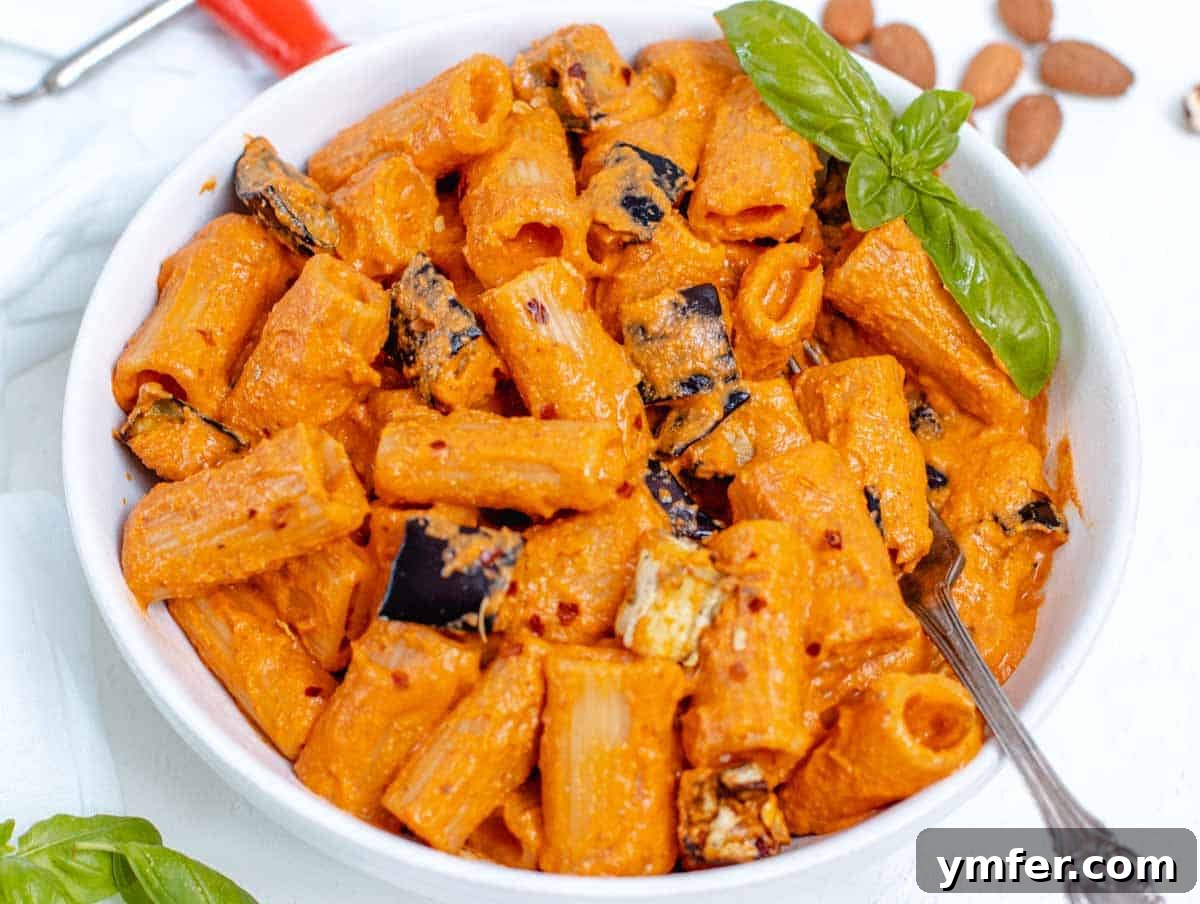 Plant-Powered Pasta 13 Red Pepper Pasta with roasted eggplant
