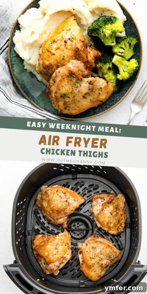 Ultimate Air Fryer Chicken Thighs 12 Air Fryer Chicken Thighs pin for Pinterest.