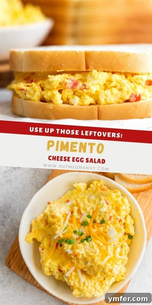 Creamy Pimento and Cheddar Egg Salad 9 Pimento Cheese Egg Salad pin for Pinterest.