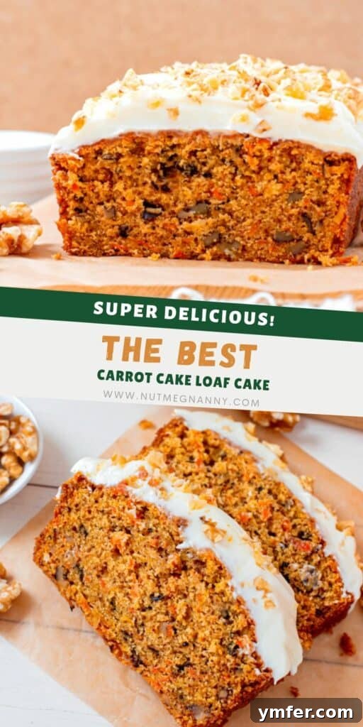 Spiced Carrot Loaf 8 A Pinterest-optimized image of the Carrot Cake Loaf Cake, showing a full frosted loaf.