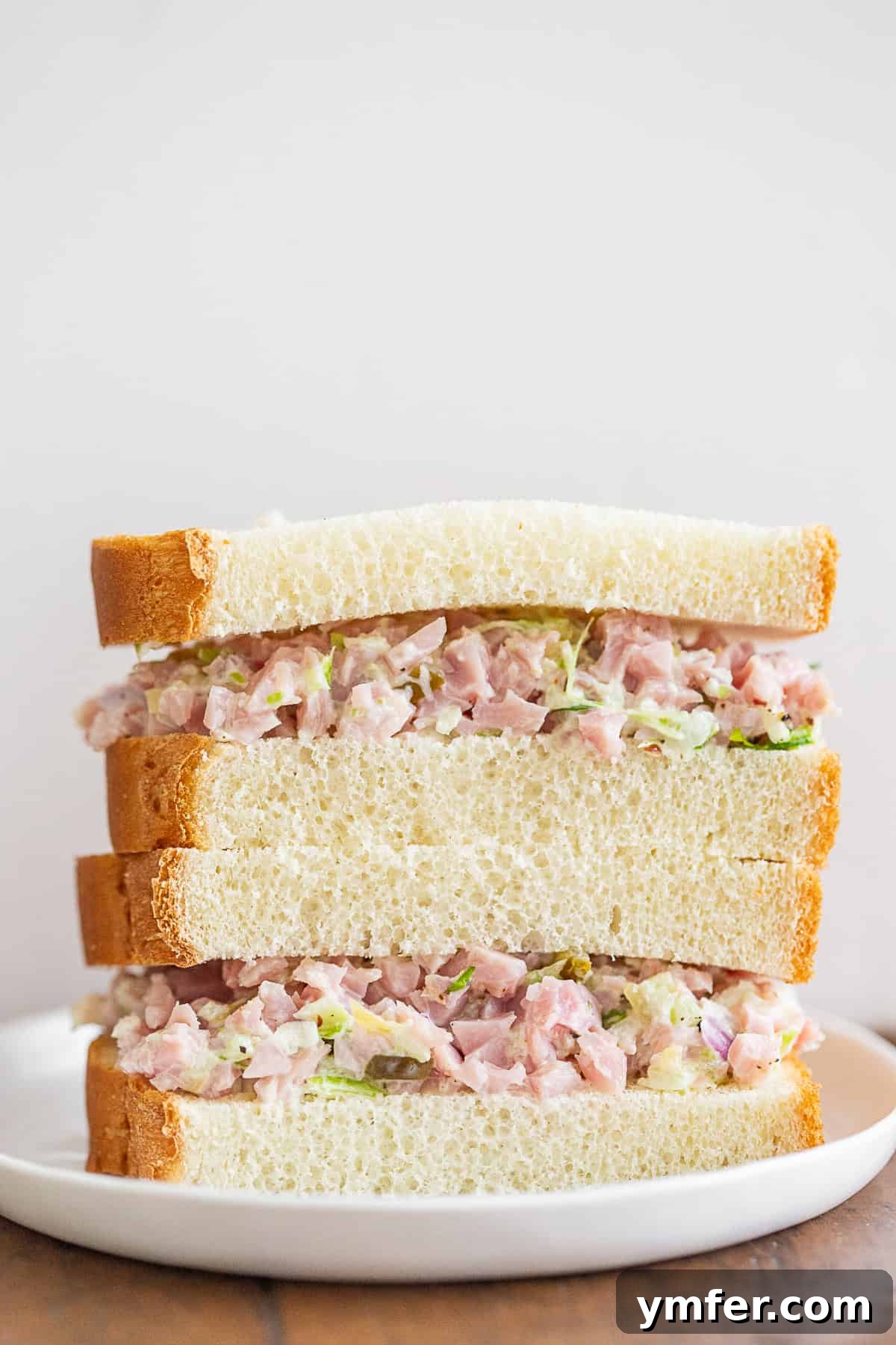 Homemade Ham Salad Perfection 2 Ham Salad sandwich stacked.