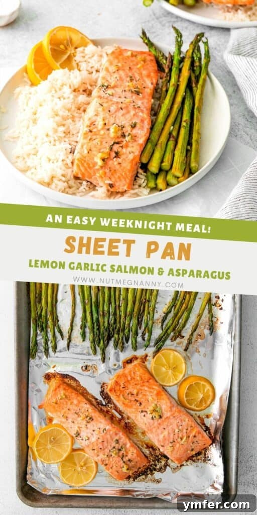 Zesty Lemon Salmon Sheet Pan Dinner 8 Sheet Pan Lemon Salmon pin for Pinterest.