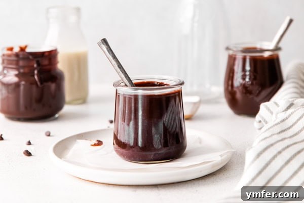 Molten Chocolate Dream 7 Hot Fudge Sauce cooling in a glass jar