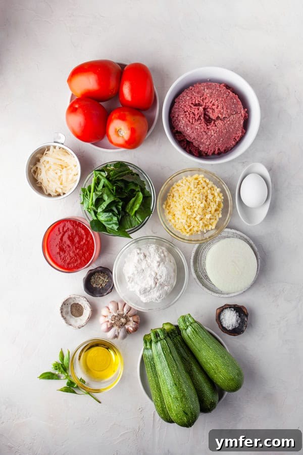 Ingredients to make Zucchini Lasagna Rolls. 