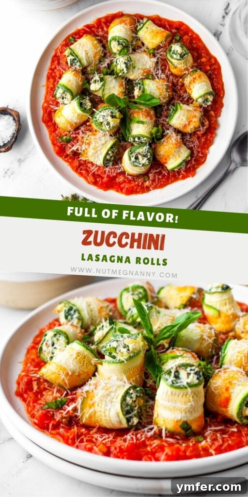 Zucchini Lasagna Rolls pin for Pinterest. 