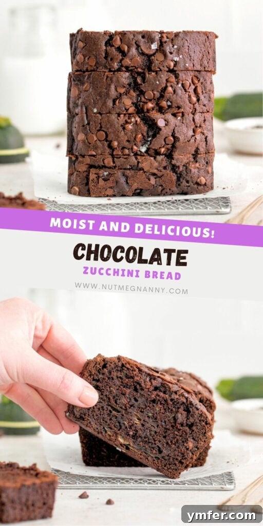 Decadent Chocolate Zucchini Bread 7 Chocolate Zucchini Bread pin for Pinterest.