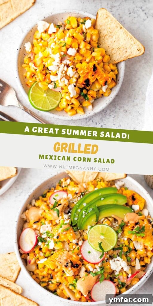 Charred Street Corn Fiesta 8 Mexican Corn Salad pin for Pinterest.