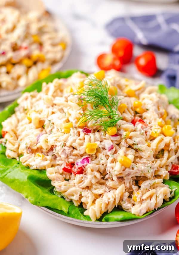 Tuna Pasta Salad on a plate.