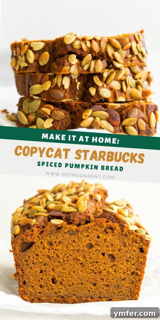 Copycat Starbucks Pumpkin Bread pin for Pinterest. 