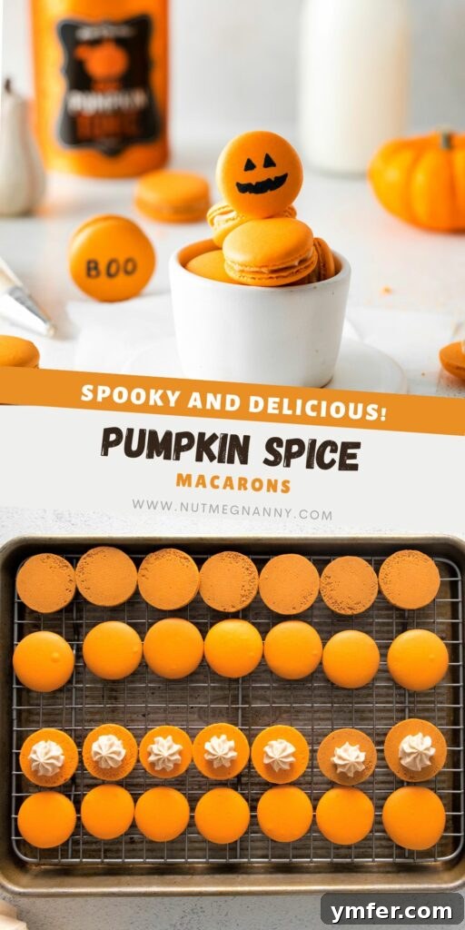 Seasonal Pumpkin Spice Macarons 9 A Pinterest-optimized graphic showcasing delicious Pumpkin Spice Macarons with a call to action for saving the recipe.