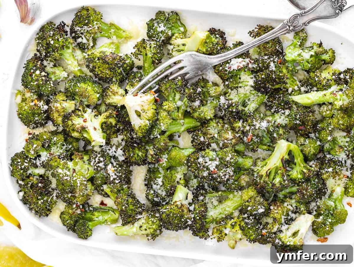 Roasted broccoli with a sprinkle of parmesan cheese