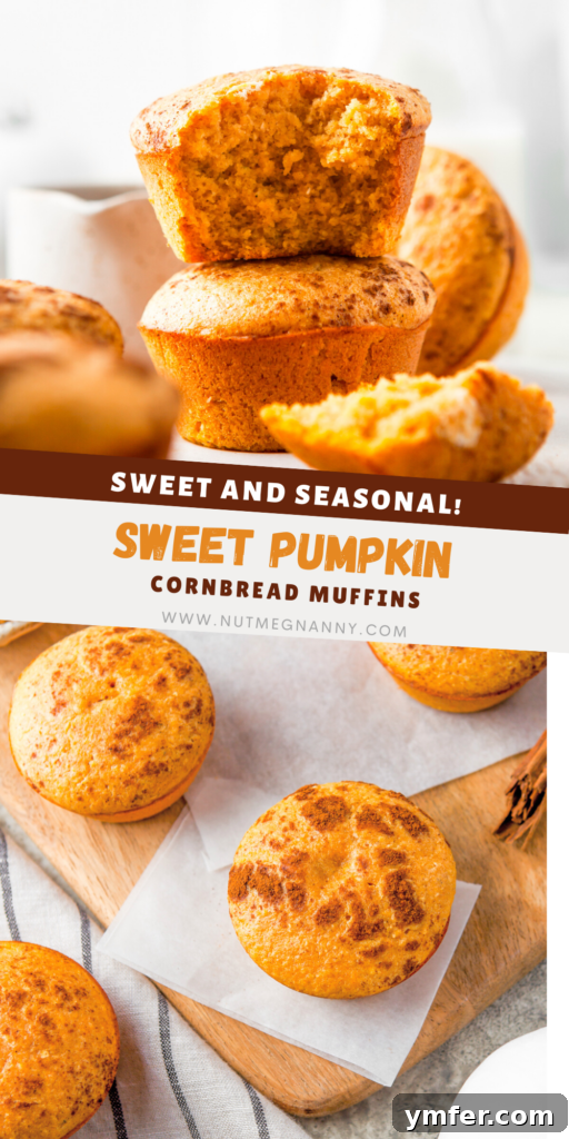 Golden Spiced Pumpkin Cornbread Muffins 9 A beautifully styled Pinterest pin graphic showcasing Sweet Pumpkin Cornbread Muffins, designed for sharing.