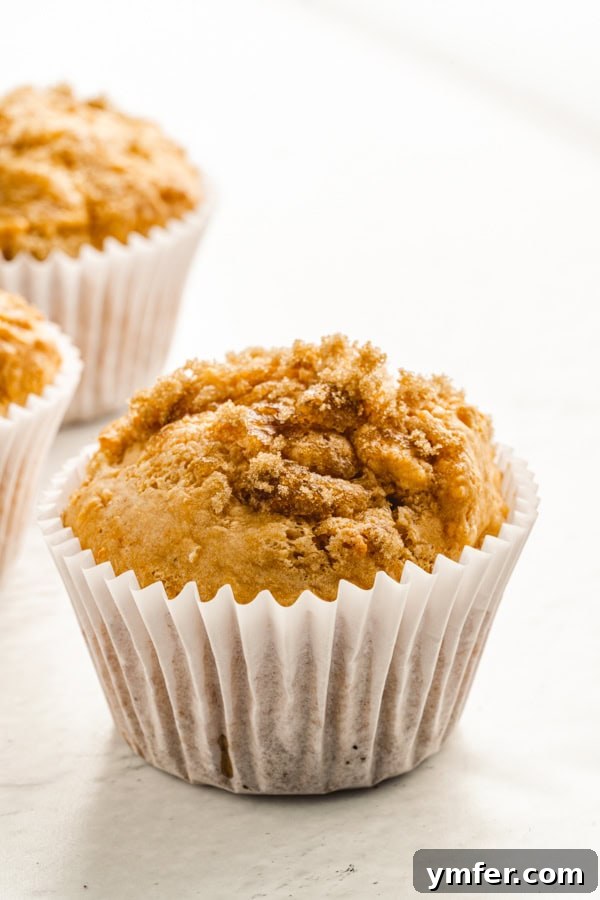Spiced Sweet Potato Muffins 6 A close-up of a sweet potato muffin in a white liner, highlighting its texture and color.
