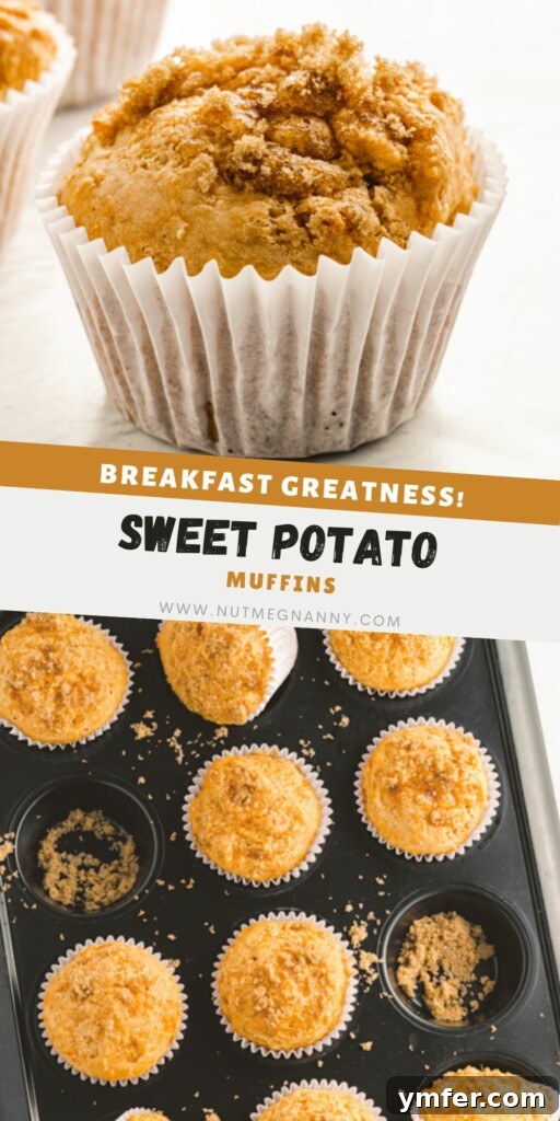 Spiced Sweet Potato Muffins 8 Beautifully arranged sweet potato muffins, perfect for sharing on Pinterest.