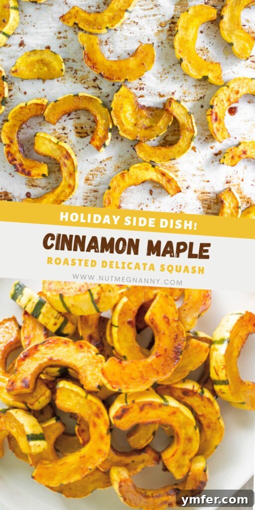 Maple Cinnamon Delicata Jewels 8 Cinnamon Maple Roasted Delicata Squash pin for Pinterest, showcasing the final dish.